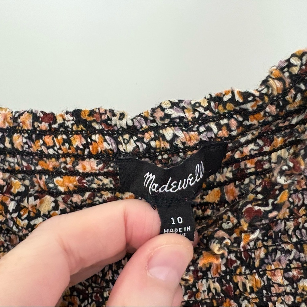Madewell Lucie Smocked Babydoll Floral Long Sleeve Top size 10/M Cottagecore - Picture 6 of 6